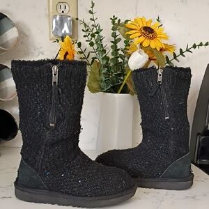 UGG Black Knit Boots with Zipper KIDS